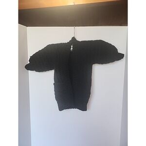 Homemade Childs Size 2T 100% Alpaca Black Cardigan With Pockets